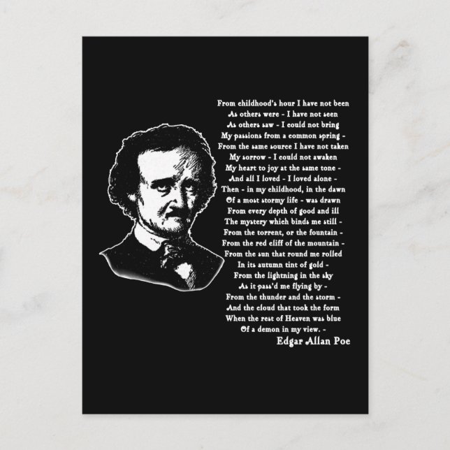 Carte Postale Edgar Allan Poe Poe SEUL (Devant)