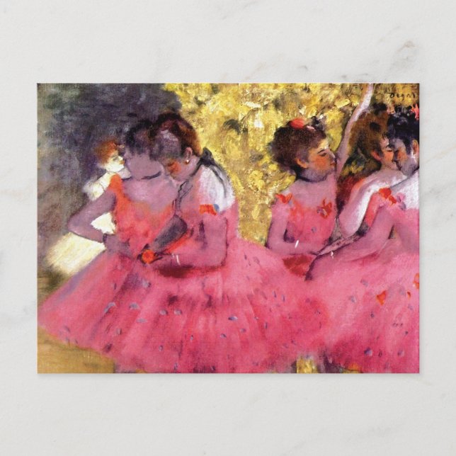 Carte Postale Edgar Degas - Danseurs en rose - Amoureux de danse (Devant)