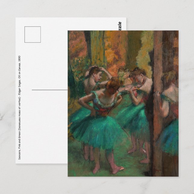 Carte Postale Edgar Degas - Danseuses, rose et vert (Devant / Derrière)