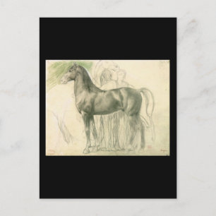 Carte Postale Edgar Degas Étude d'un cheval avec des chiffres