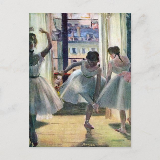 Carte Postale Edgar Degas - Trois danseurs dans une salle d'exer (Devant)