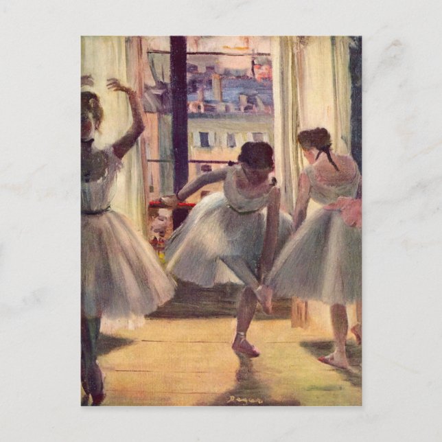 Carte Postale Edgar Degas - Trois danseurs dans une salle d'exer (Devant)