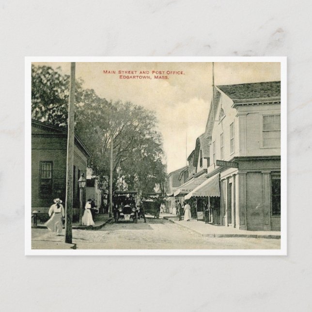 Carte Postale Edgartown MA Main St Poste Bureau Style Vintage (Devant)
