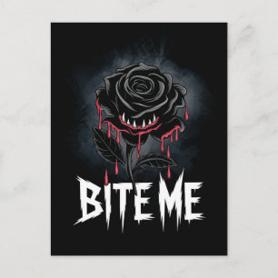 Carte Postale Edgy 'Bite Me' Design Rose gothique