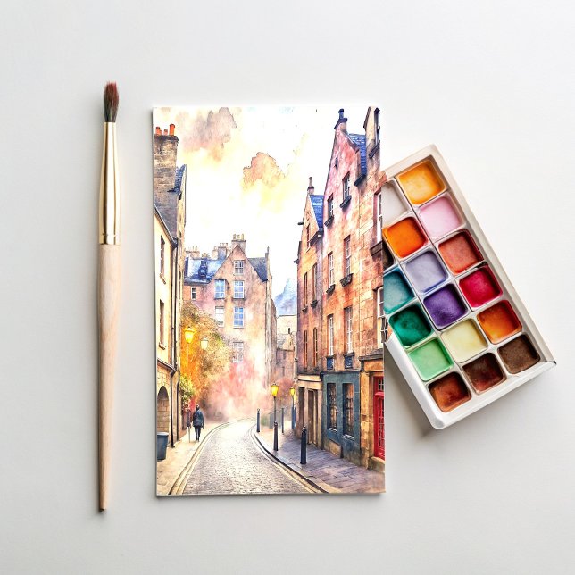 Carte Postale Edimbourg, Ecosse, Peinture aquarelle de rue (Créateur téléchargé)