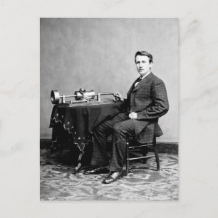 Carte Postale Edison et son phonographe 1887