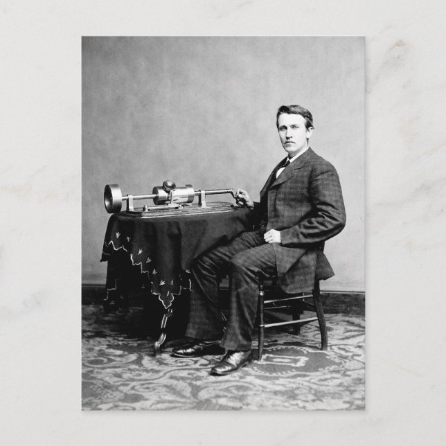 Carte Postale Edison et son phonographe 1887 (Devant)