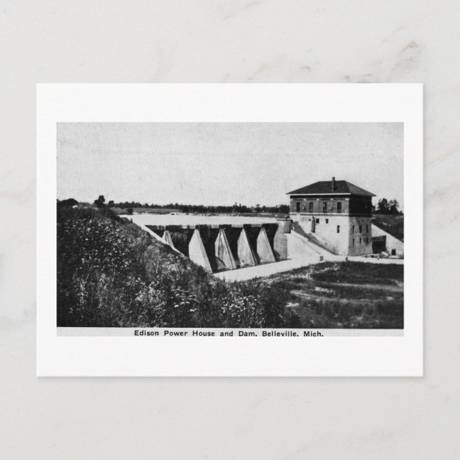 Carte Postale Edison Power House et Dam Belleville, Michigan (Devant)