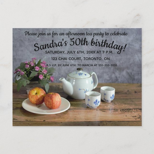 Carte postale Editable Afternoon Tea Party Invitat (Devant)