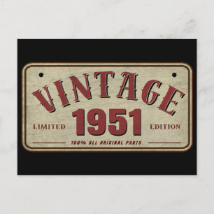 Carte Postale Édition limitée vintage 1951, toutes pièces d'orig
