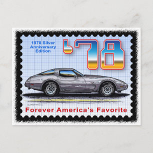 Carte Postale Edition spéciale argentée Corvette de
