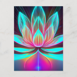 Carte Postale EDM Neon Laser Lights Lotus Flower Éveil