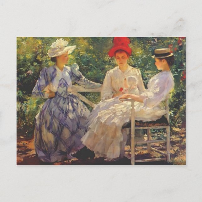 Carte Postale Edmund Charles Tarbell - Dans un jardin (Devant)