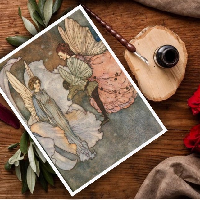 Carte Postale Edmund Dulac Salutation Vintage Fée (Créateur téléchargé)