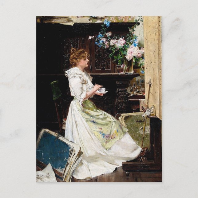 Carte Postale Edouard Mentha - Pause du peintre en studio (Devant)