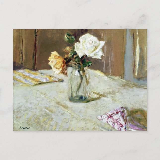 Carte Postale Edouard Vuillard Roses dans un vase en verre (Devant)