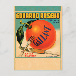 Carte Postale Eduardo Rosello Gallant, Étiquette de fruits