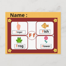 Educational Alphabet Letter F Flashcard for Kids