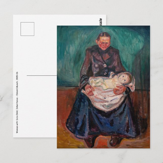 Carte Postale Edvard Munch - Femme avec enfant malade, héritage (Devant / Derrière)