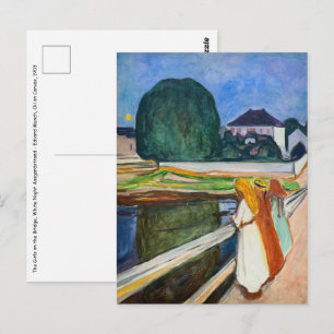 Carte Postale Edvard Munch - Les Filles sur le Pont Nuit Blanche