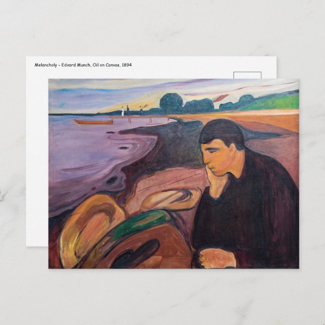 Carte Postale Edvard Munch - Melancholy 1894 (Devant / Derrière)