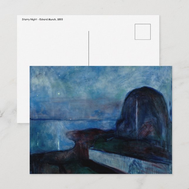 Carte Postale Edvard Munch - Nuit étoilée 1893 (Devant / Derrière)