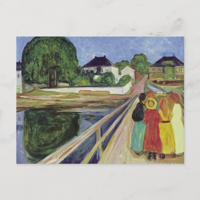 Carte Postale Edvard Munch Peinture Filles sur le pont (environ  (Devant)