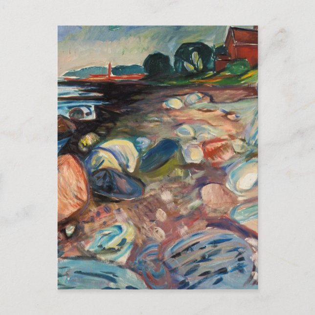 Carte Postale Edvard Munch - Rive avec Maison Rouge (Devant)