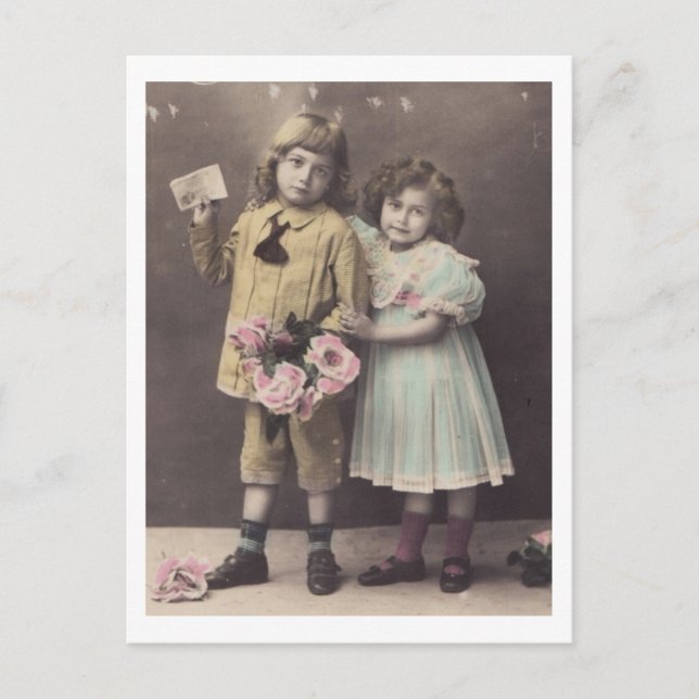 Carte postale Edwardian Children Boy & Girl 1900s (Devant)
