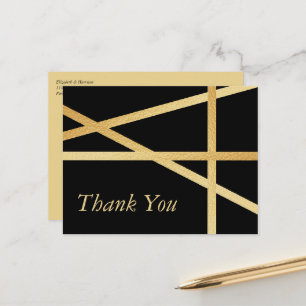 Carte Postale Effet de feuille d'or Style géométrique Mariage Re