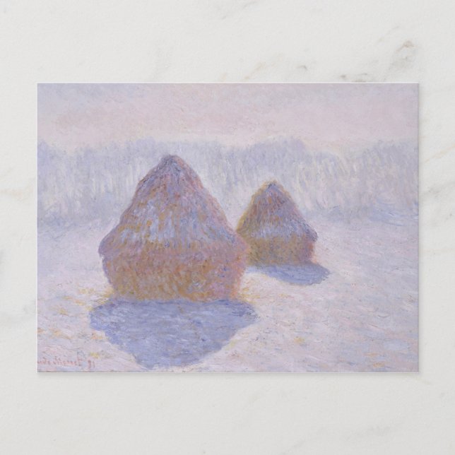 Carte Postale Effet de meules de foin de Claude Monet | de neige (Devant)