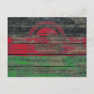 Carte Postale Effet du drapeau du Malawi sur les panneaux de boi