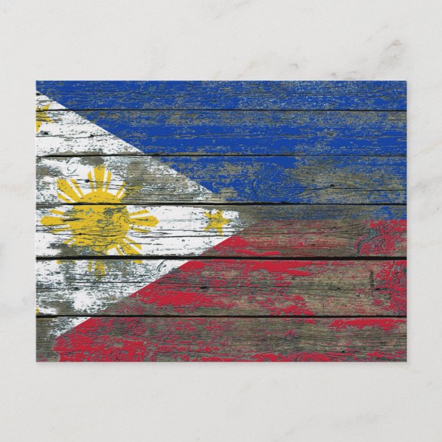 Carte Postale Effet du drapeau philippin sur les panneaux de boi (Devant)
