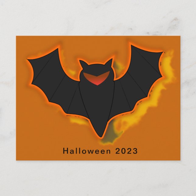 Carte Postale éffrayant Bat Halloween - Orange Thè (Devant)