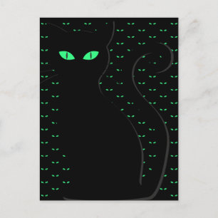 Carte postale éffrayant Black Cat Happy Halloween