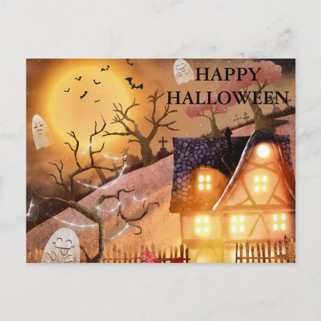 Carte postale Effrayant Halloween Night with Owls (Devant)