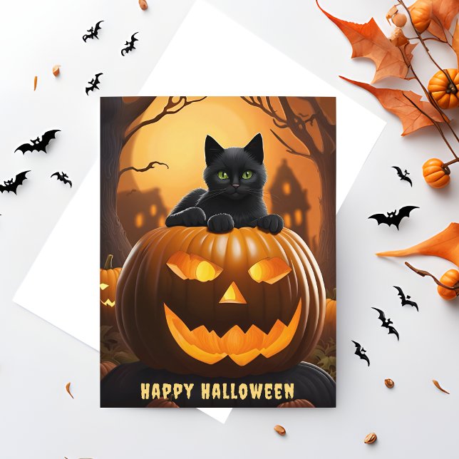 Carte postale éffrayante Jack-O-Lantern Happy Hall (🎃 Spooktacular Greetings: Jack-O-Lantern Halloween Postcard! 👻)