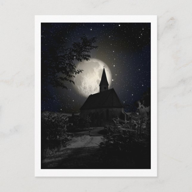 Carte Postale Église au clair de lune (Devant)