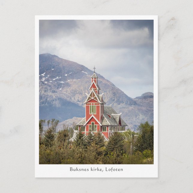 Carte Postale Église Buksnes Lofoten Norvège (Devant)