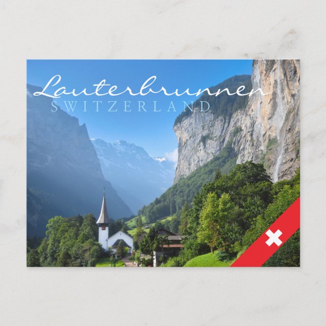 Carte Postale Eglise dans la vallée de Lauterbrunnen, Suisse (Devant)