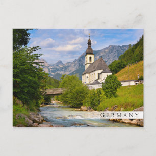 Carte Postale Église de montagne avec paysage de ruisseau