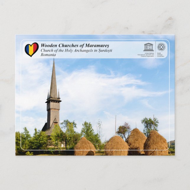 Carte Postale Église des Saints Archanges de l'UNESCO à Surdesti (Devant)