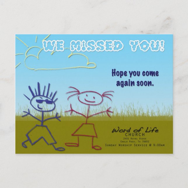 Carte postale Église-Enfants (Devant)