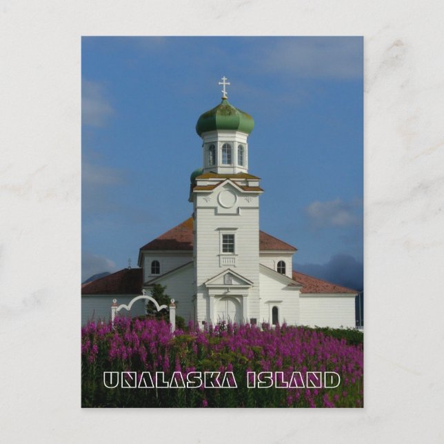 Carte Postale Église orthodoxe russe~ Unalaska, AK (Devant)