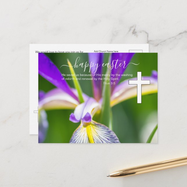 Carte Postale Église religieuse Pâques (Devant/Arrière en situation)