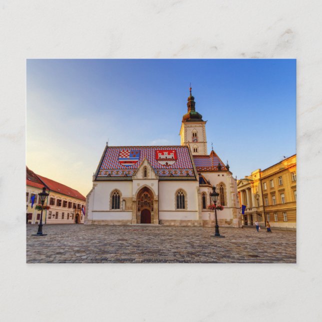 Carte Postale Eglise Saint-Marc et carré au coucher du soleil à  (Devant)