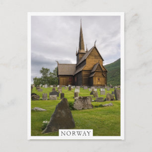Carte Postale Eglise Stave avec cimetière en Norvège