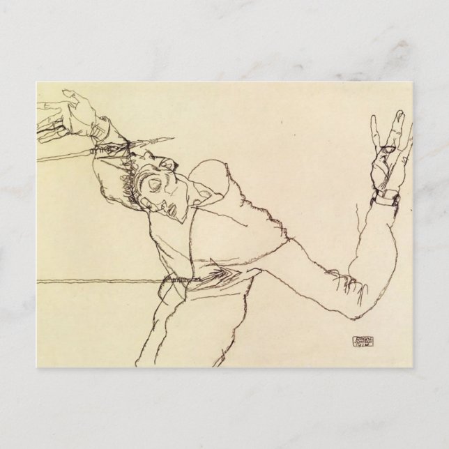 Carte Postale Egon Schiele - Autoportrait comme Saint Sébastien (Devant)