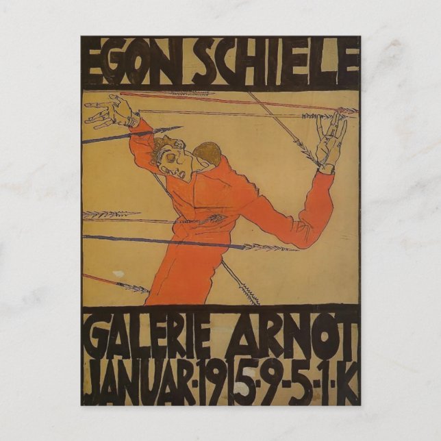 Carte Postale Egon Schiele - Autoportrait comme Saint Sébastien (Devant)