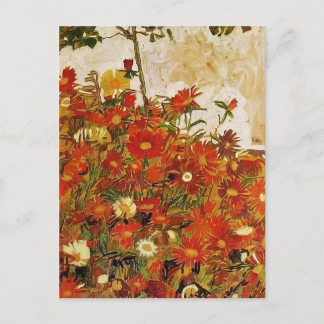 Carte Postale Egon Schiele - Champ de fleurs (Devant)